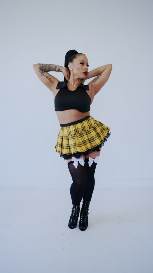 Yellow plaid skirt