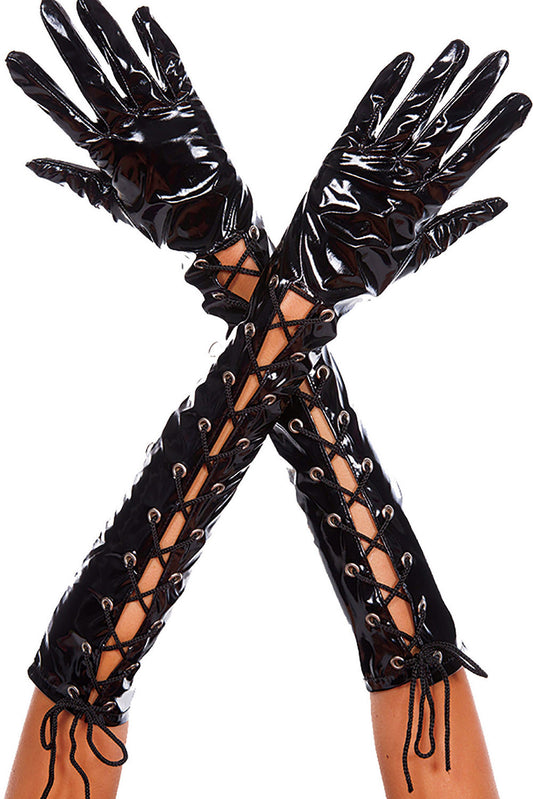 Wet look gloves