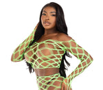 3D Fishnet top Neon Green