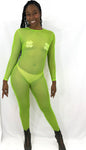 Neon green mesh jumpsuit