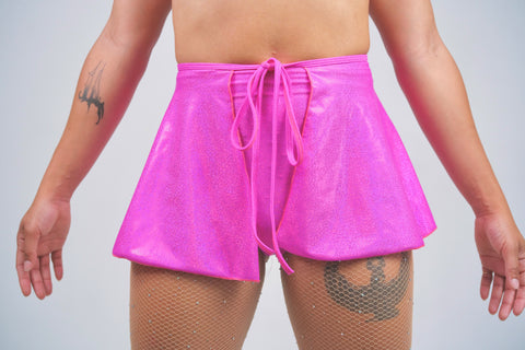 Holographic Barbie pink skirt