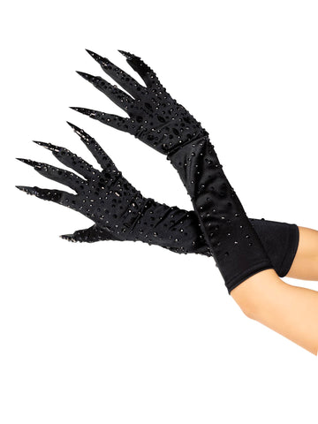 Rhinestone clawed gloves