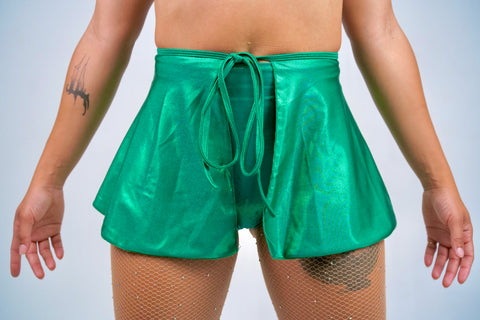 Holographic green skirt