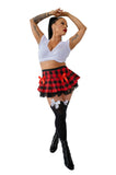 Red and Black Plaid Skirt With Bows