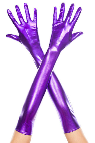 Metallic purple gloves
