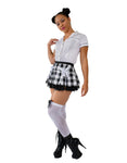 School girl white with black plaid