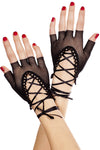 Fingerless lace up gloves
