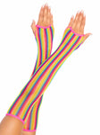 Fingerless fishnet rainbow gloves