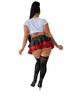 Black pleather skirt with red plaid skirt