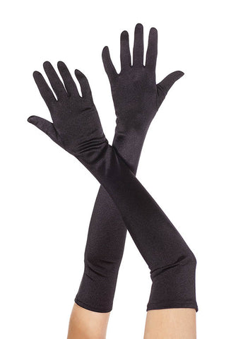 Satin black gloves
