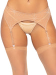 Rhinestone garter belt beige