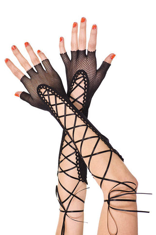Fingerless fishnet gloves black